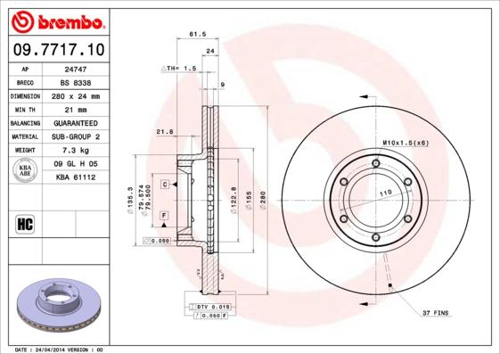 AP 24747 - Гальмівний диск autocars.com.ua