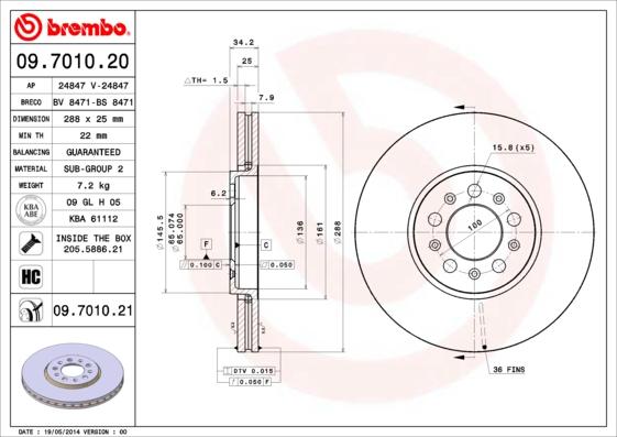 AP 24847 V - Гальмівний диск autocars.com.ua