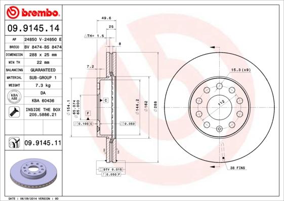 AP 24850 E - Гальмівний диск autocars.com.ua