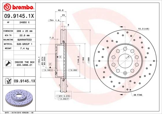 AP 24850 X - Гальмівний диск autocars.com.ua