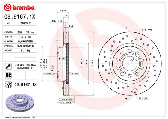 AP 24853 X - Гальмівний диск autocars.com.ua