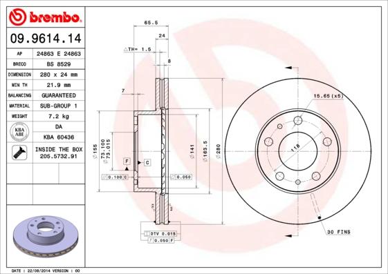 AP 24863 E - Гальмівний диск autocars.com.ua