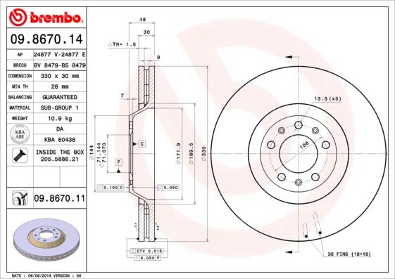 AP 24877 V - Гальмівний диск autocars.com.ua