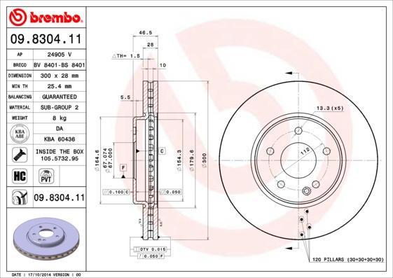 AP 24905 V - Гальмівний диск autocars.com.ua