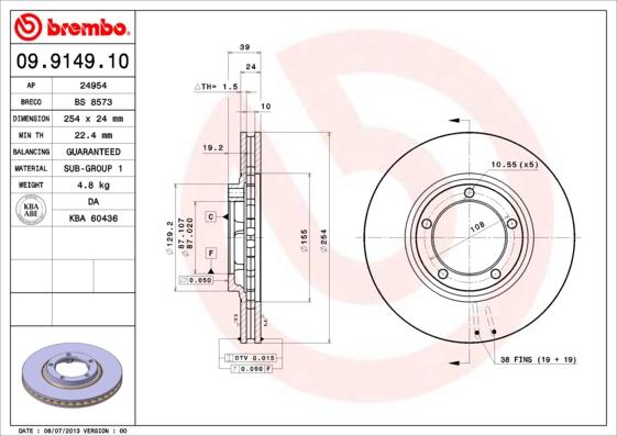 AP 24954 - Гальмівний диск autocars.com.ua