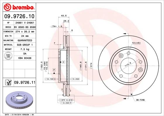 AP 24961 V - Гальмівний диск autocars.com.ua