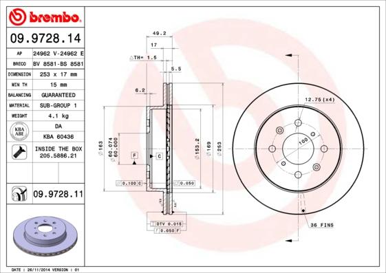 AP 24962 V - Гальмівний диск autocars.com.ua