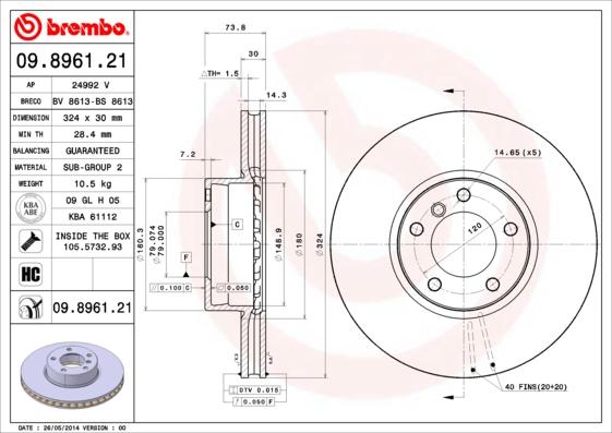 AP 24992 V - Гальмівний диск autocars.com.ua