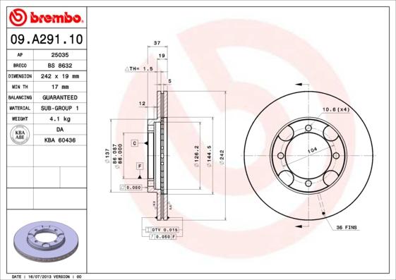 AP 25035 - Тормозной диск avtokuzovplus.com.ua