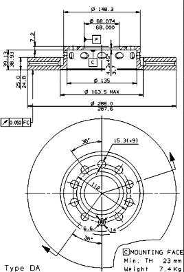 AP 25046 V - Гальмівний диск autocars.com.ua