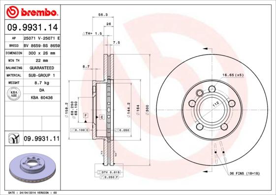 AP 25071 E - Гальмівний диск autocars.com.ua