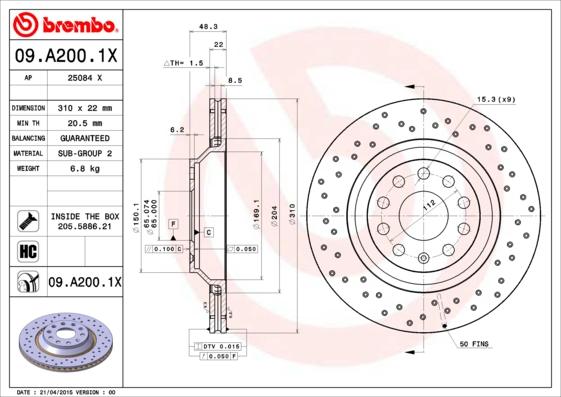 AP 25084 X - Гальмівний диск autocars.com.ua