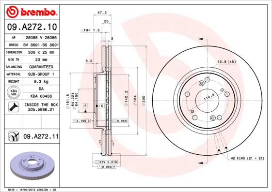 AP 25085 V - Гальмівний диск autocars.com.ua