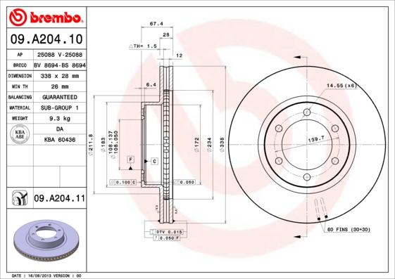 AP 25088 V - Гальмівний диск autocars.com.ua