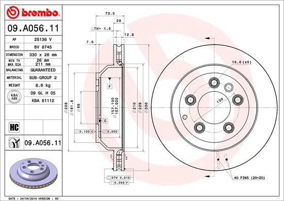 AP 25136 V - Гальмівний диск autocars.com.ua