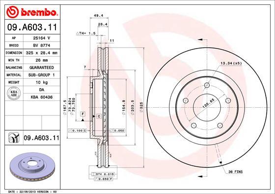 AP 25164 V - Гальмівний диск autocars.com.ua