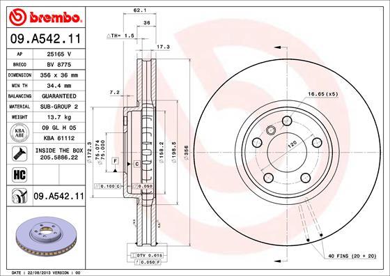AP 25165 V - Гальмівний диск autocars.com.ua