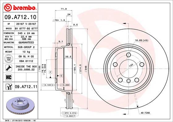 AP 25167 - Гальмівний диск autocars.com.ua