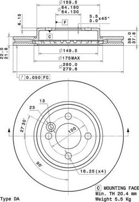 Quinton Hazell BDC5764 - Тормозной диск avtokuzovplus.com.ua