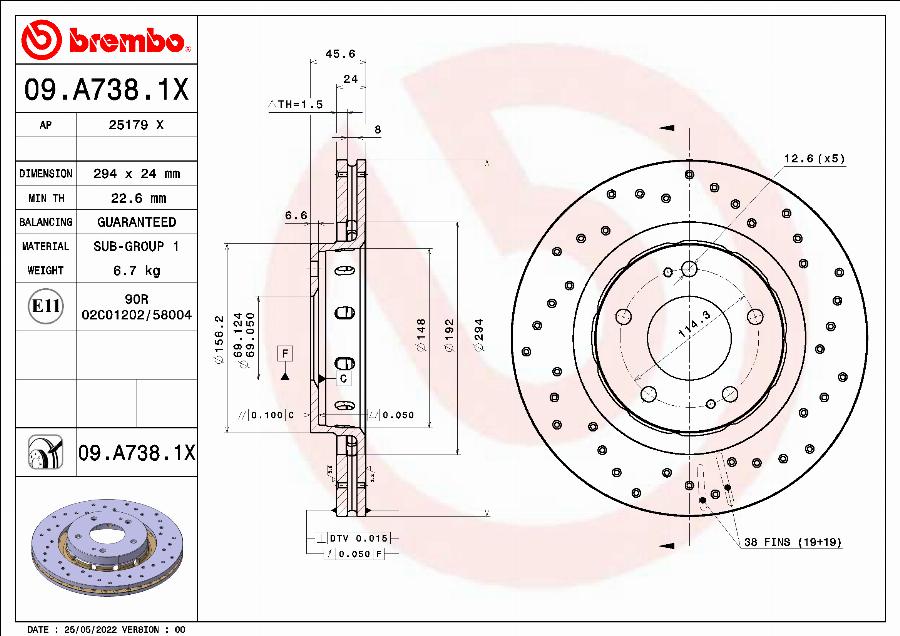 AP 25179 X - Гальмівний диск autocars.com.ua