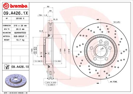 AP 25180 X - Гальмівний диск autocars.com.ua