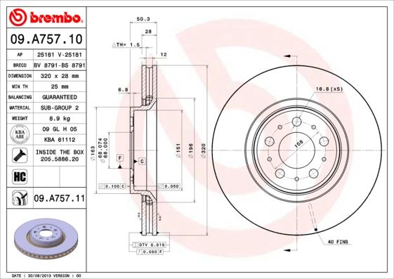 AP 25181 V - Гальмівний диск autocars.com.ua