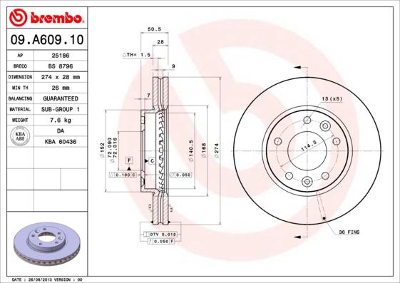 AP 25186 - Гальмівний диск autocars.com.ua