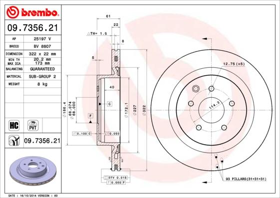 AP 25197 V - Гальмівний диск autocars.com.ua