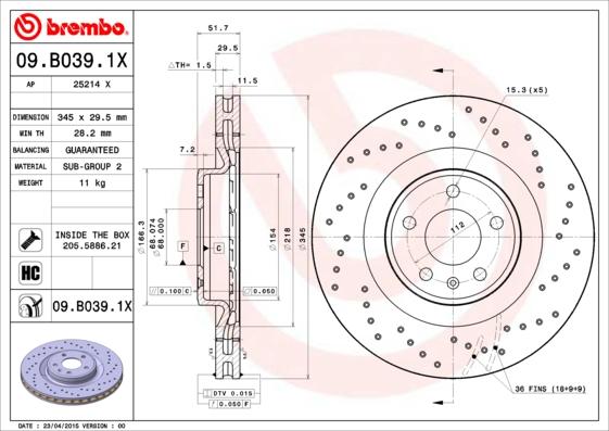 AP 25214 X - Гальмівний диск autocars.com.ua