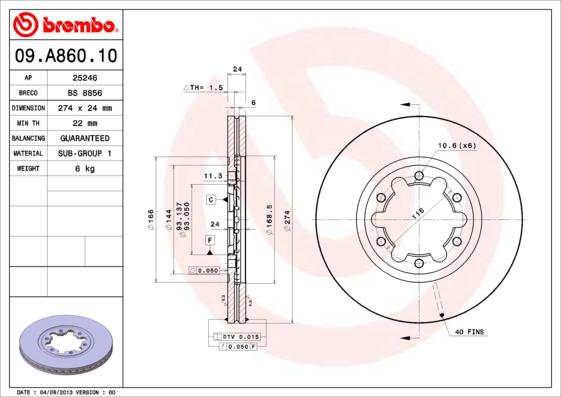 AP 25246 - Гальмівний диск autocars.com.ua