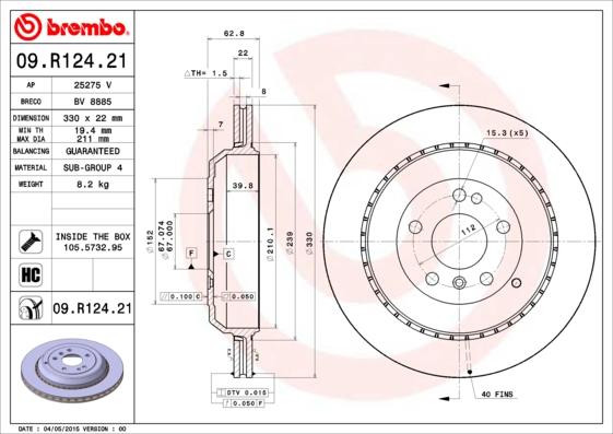 AP 25275 V - Гальмівний диск autocars.com.ua