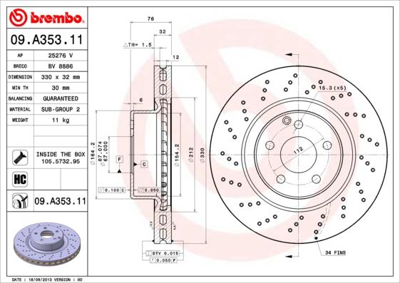 AP 25276 V - Гальмівний диск autocars.com.ua