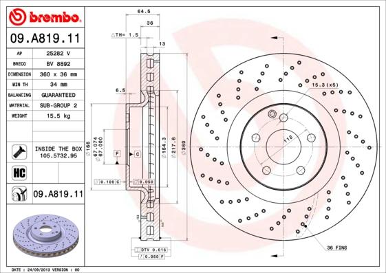 AP 25282 V - Гальмівний диск autocars.com.ua