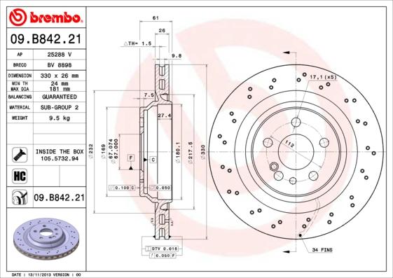 AP 25288 V - Гальмівний диск autocars.com.ua