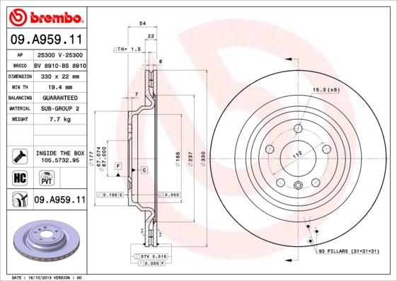 AP 25300 V - Гальмівний диск autocars.com.ua