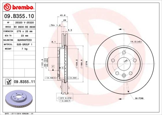 AP 25320 V - Гальмівний диск autocars.com.ua