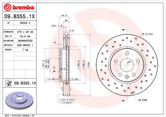 AP 25320 X - Гальмівний диск autocars.com.ua