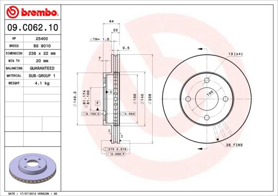 AP 25400 V - Гальмівний диск autocars.com.ua