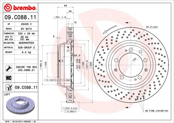 AP 25405 V - Гальмівний диск autocars.com.ua