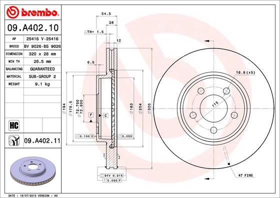 AP 25416 V - Гальмівний диск autocars.com.ua