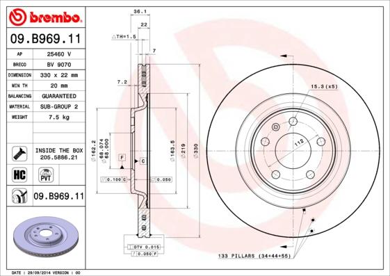 AP 25460 V - Гальмівний диск autocars.com.ua