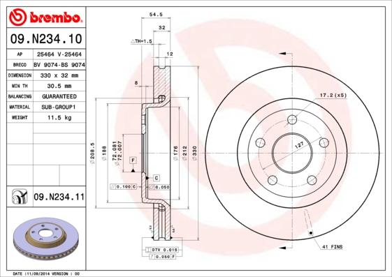 AP 25464 V - Гальмівний диск autocars.com.ua