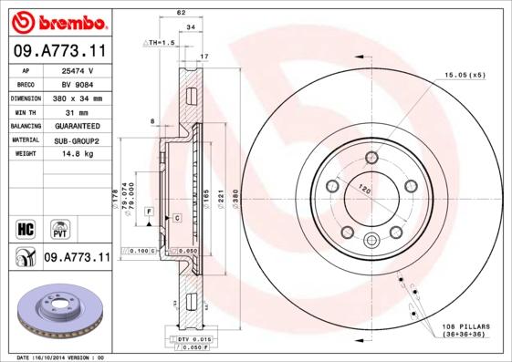 AP 25474 V - Гальмівний диск autocars.com.ua