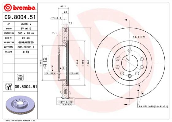 AP 25503 V - Гальмівний диск autocars.com.ua