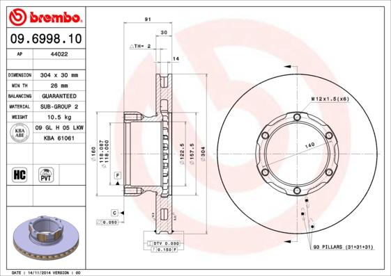 AP 44022 - Гальмівний диск autocars.com.ua