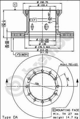 AP 44034 - Тормозной диск avtokuzovplus.com.ua