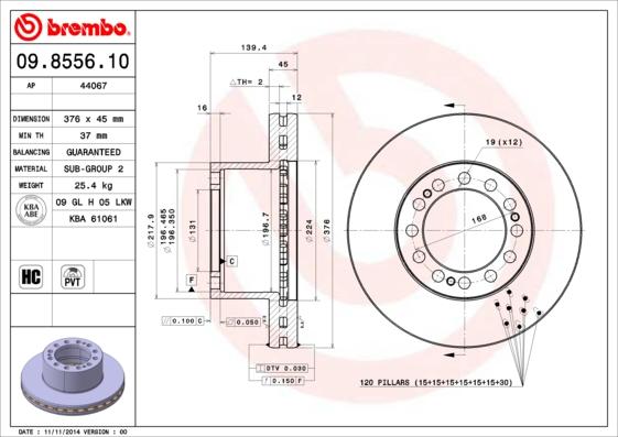 AP 44067 - Гальмівний диск autocars.com.ua