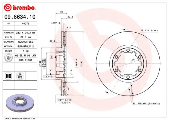 AP 44075 - Тормозной диск avtokuzovplus.com.ua