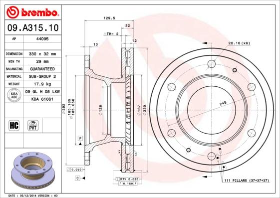 AP 44095 - Гальмівний диск autocars.com.ua