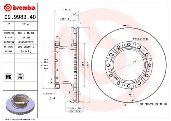 AP 44107 - Гальмівний диск autocars.com.ua